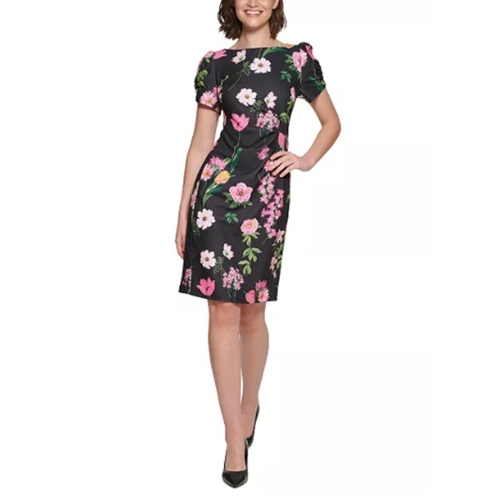 KARL LAGERFELD Floral-Print Puff-Sleeve Sheath Dress Dress // 2 - Picture 14 of 14